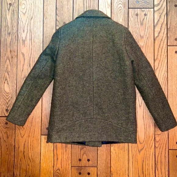 Zara Women’s Army-Green Fitted Asymmetrical Zippered Wool Coat - Picture 2 of 2